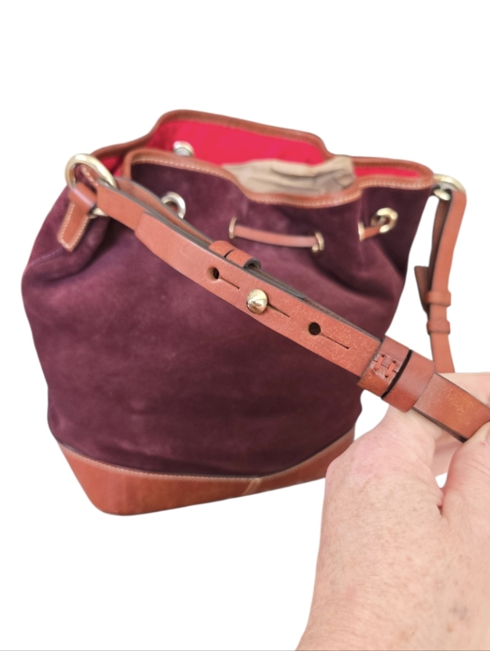 Dooney & Bourke Suede Drawstring Crossbody/Shoulder Bucket Bag In EUC - Picture 13 of 15